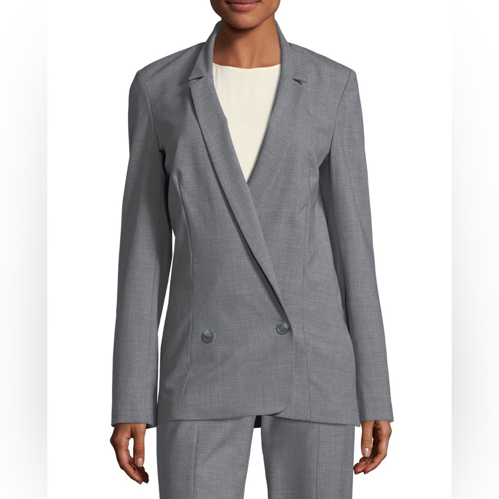 Halston Heritage gray double breasted blazer
